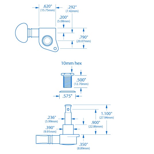 „Grover Mid-Size Rotomatics (305 Series) 3+3“-Stimmmechaniken