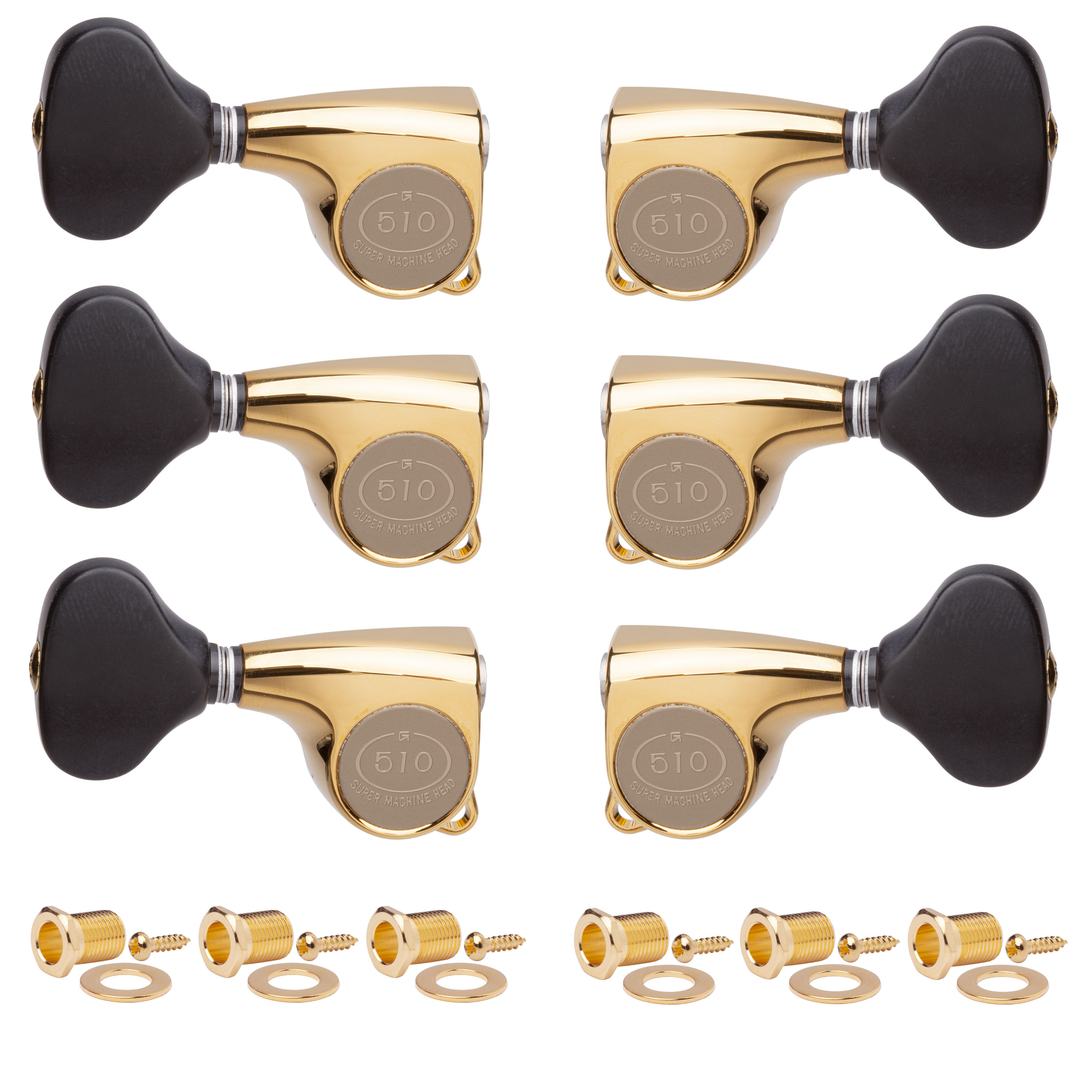 Gotoh Midsize 510 3+3 Tuner mit schwarzen Kunststoffknöpfen