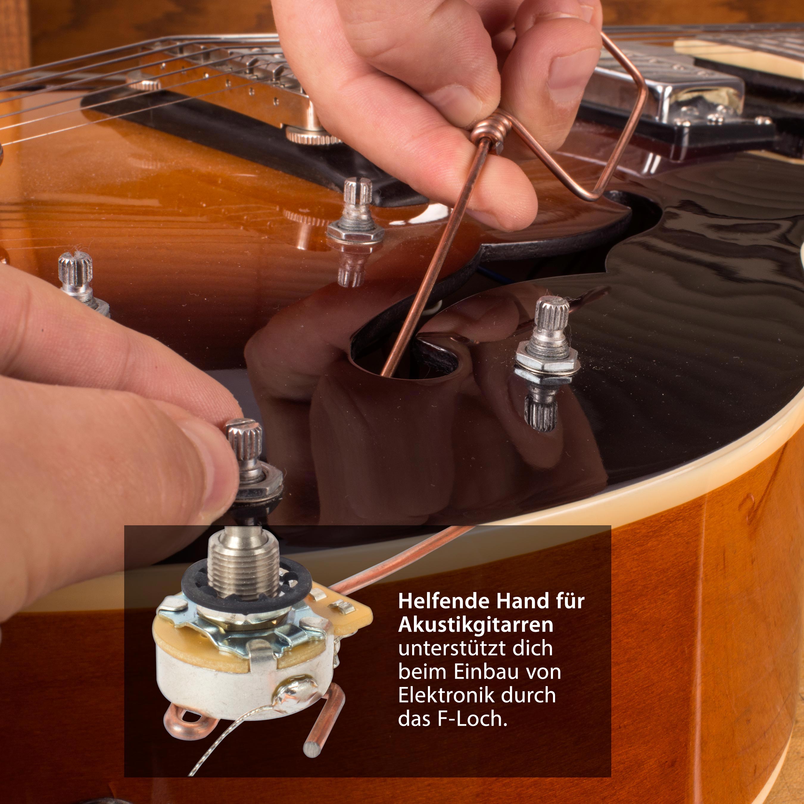 Archtop-Gitarre hilft der Hand