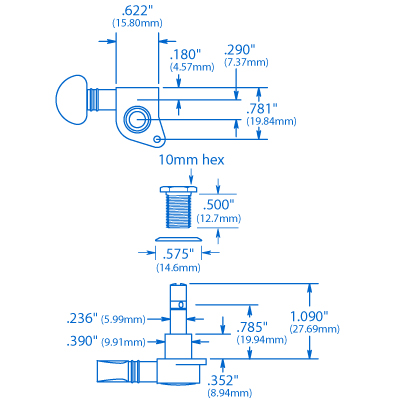 „Grover Mini Locking Rotomatics (406 Series) 3+3“-Stimmmechaniken