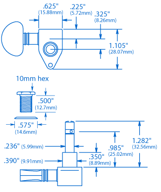 „Grover Original Locking Rotomatics (106 Series) 3+3“-Stimmmechaniken