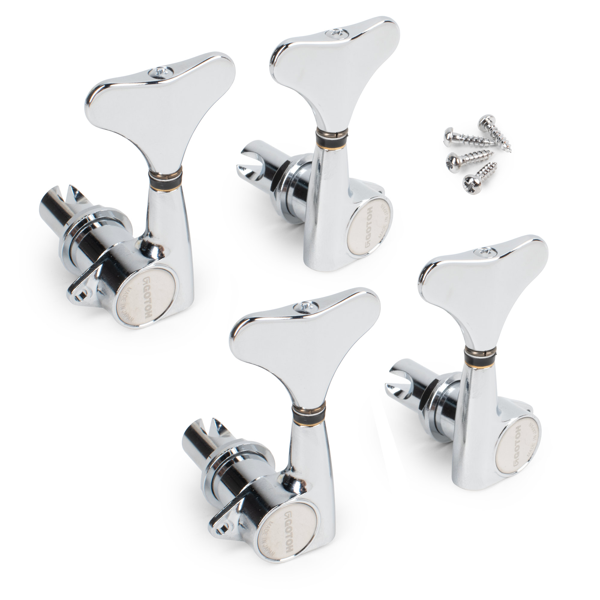 Gotoh Compact Bass Tuner, 2L+2R Set, Chrome, 2L/2R