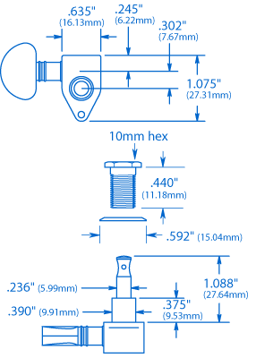 „Grover Original Rotomatics (102 Series) 3+3“-Stimmmechaniken