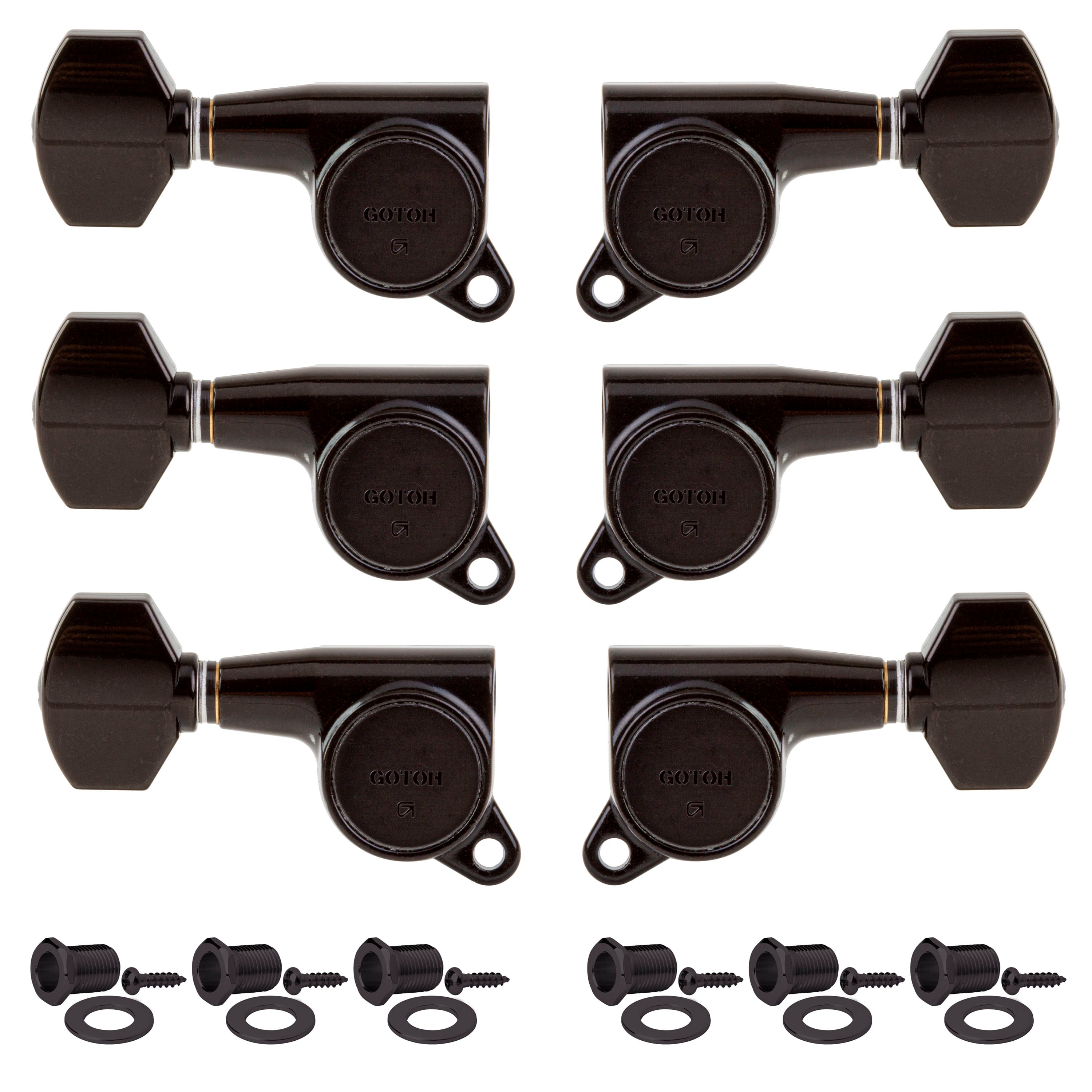 Gotoh Large Schaller-style Knob 3+3 Tuning Machines, Black