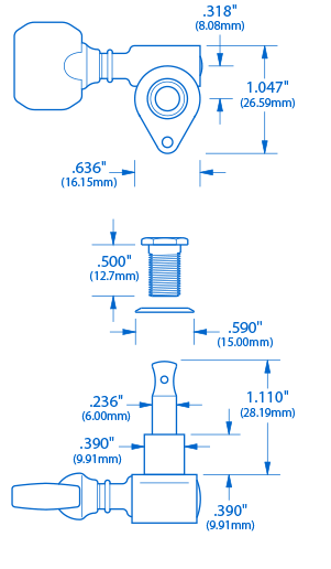 Grover „Milchflasche“ Rotomatic (Serie 103 ) 3+3 Tuner mit Perlenknöpfen