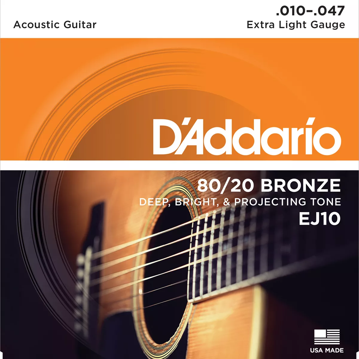 D'Addario 80/20 Akustische Gitarrenringe mit Bronzewunde D'Addario 80/20 Akustische Gitarrenringe mit Bronzewunde