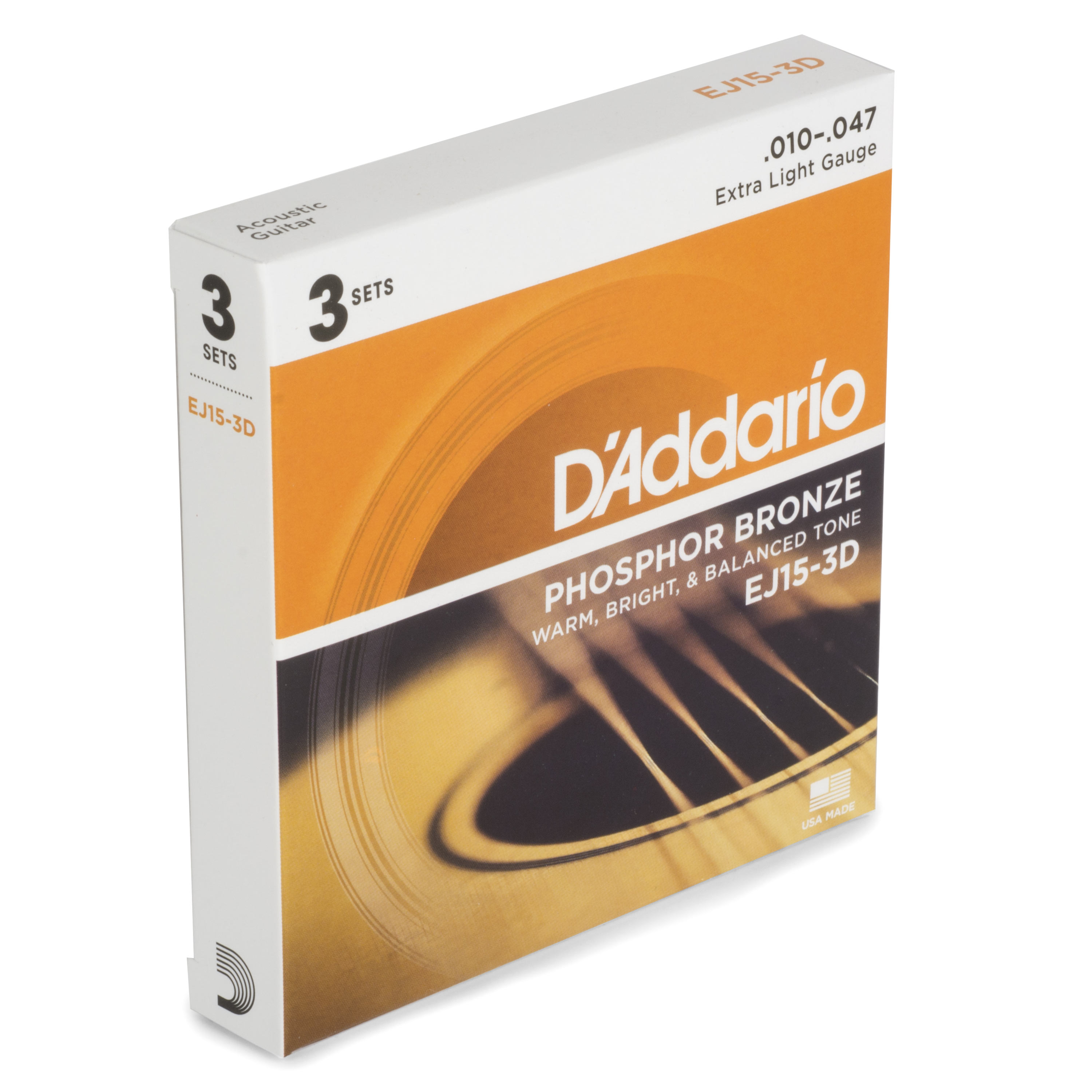 D'Addario Phosphor Bronze Wund-Akustik-Zitronenringe, 3er-Pack