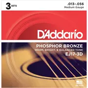 D'Addario Phosphor Bronze Wund-AkustikgitarreSaiten 3er-Pack, Medium (EJ17-3D)