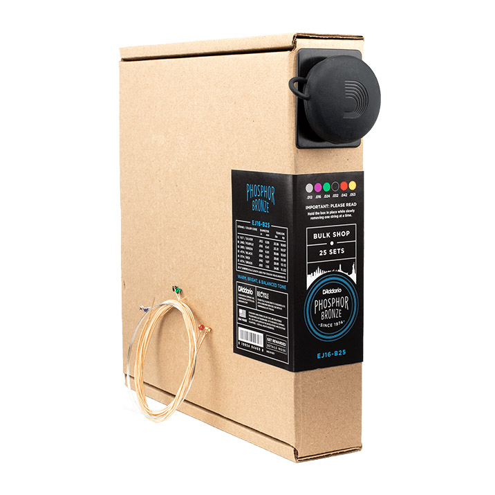 D'Addario Phosphor Bronze Wund-Akustik-Zitronenringe, 25er-Packung