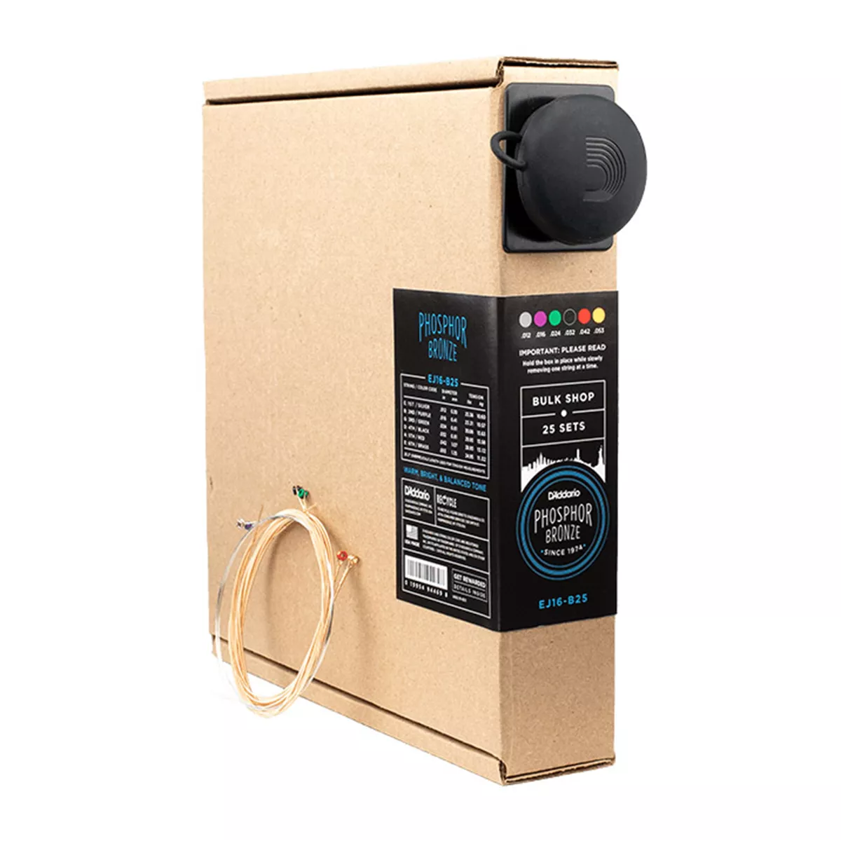 D'Addario Phosphor Bronze Wund-Akustik-Zitronenringe, 25er-Packung D'Addario Phosphor Bronze Wund-Akustik-Zitronenringe, 25er-Packung