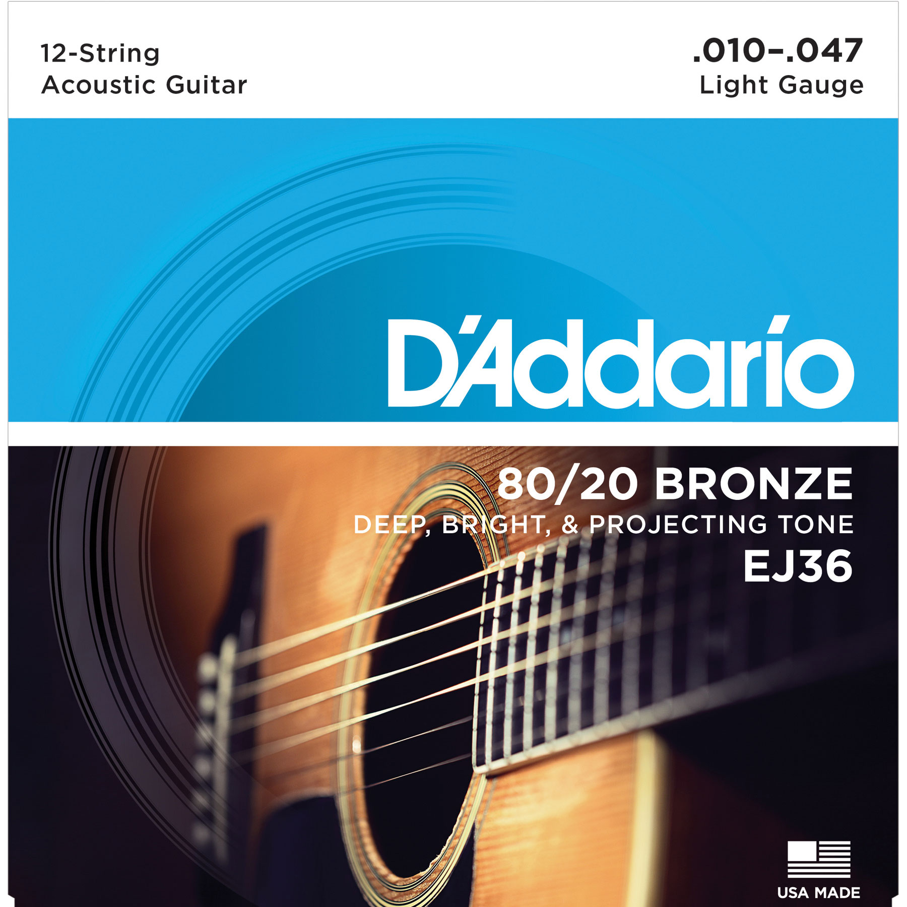 D'Addario 80/20 Bronze-Wunde 12-strängige Akustik-Zitronenringe D'Addario 80/20 Bronze-Wunde 12-strängige Akustik-Zitronenringe