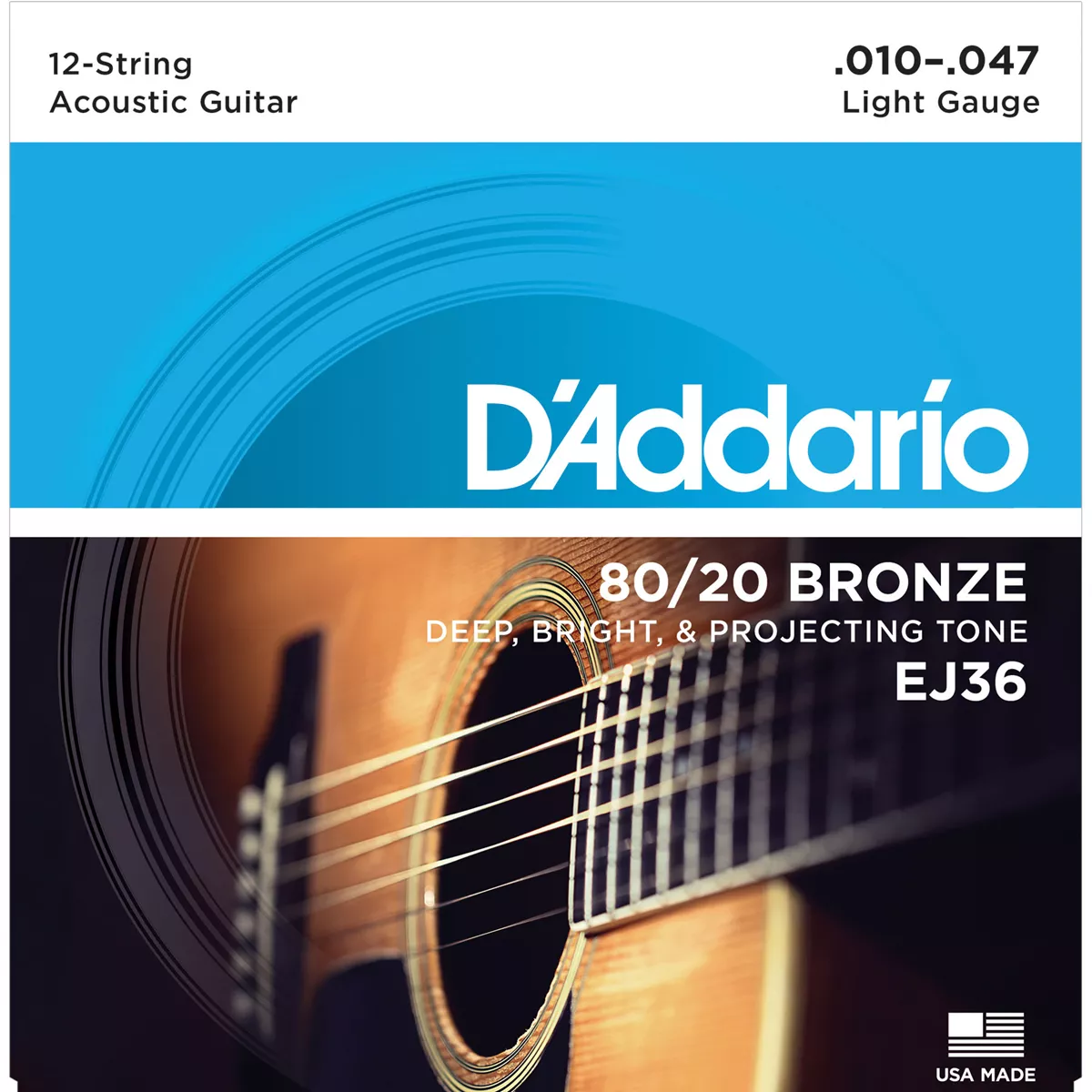 D'Addario 80/20 Bronze-Wunde 12-strängige Akustik-Zitronenringe D'Addario 80/20 Bronze-Wunde 12-strängige Akustik-Zitronenringe
