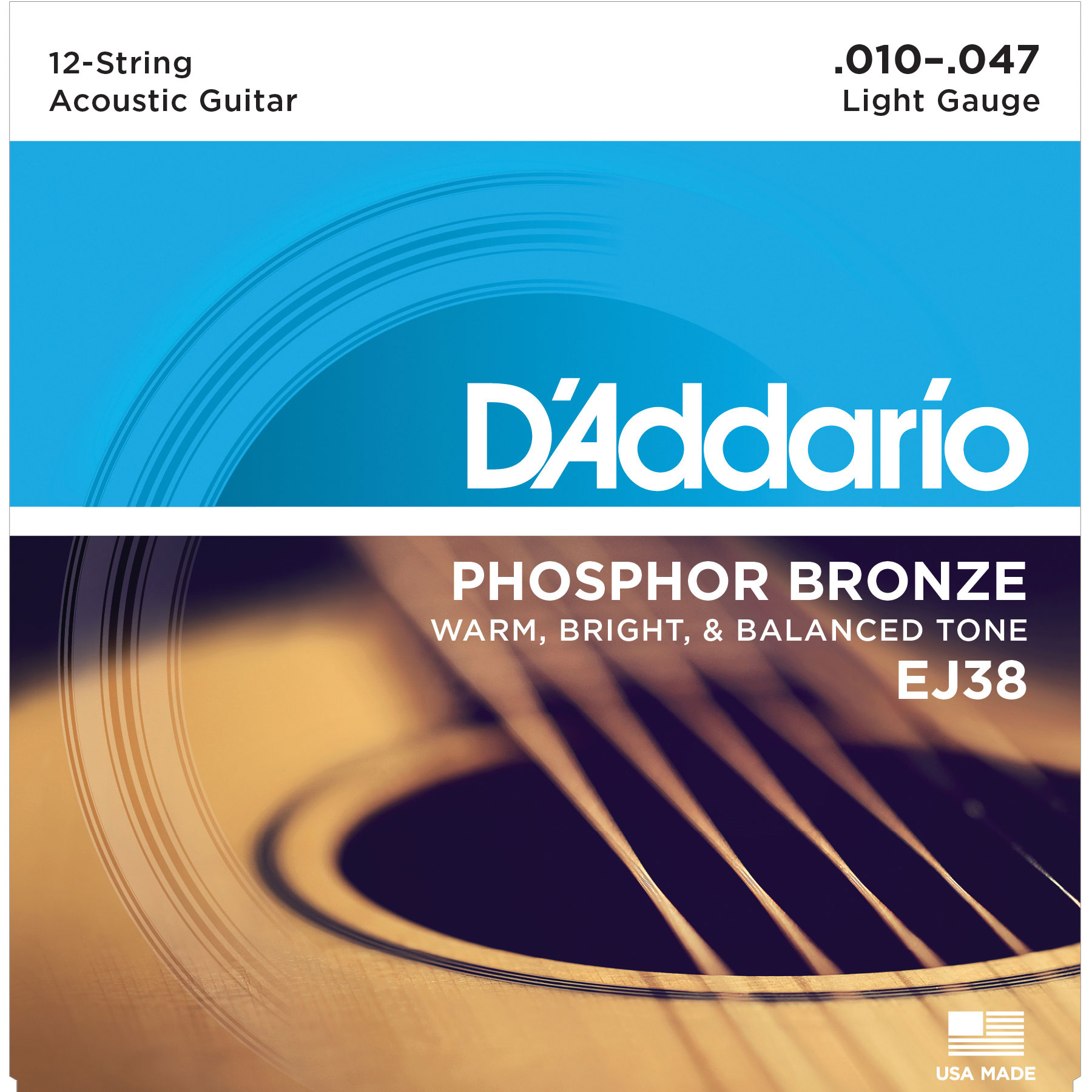D'Addario Phosphor Bronze Wunde 12-Saite Akustikgitarre Saiten D'Addario Phosphor Bronze Wunde 12-Saite Akustikgitarre Saiten