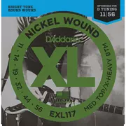 D'Addario XL E-Gitarre Saiten mit Nickelwunde, mittlere Oberseite/extraschwere Unterseite (EXL117)