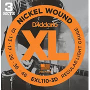 D'Addario XL E-Gitarre Saiten mit Nickel-Wunde, 3er-Pack, normale Beleuchtung (EXL110-3D)