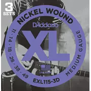 D'Addario XL E-Gitarre Saiten mit Nickel-Wunde, 3er-Pack, mittel/blau-Jazz-Fels (EXL115-3D)