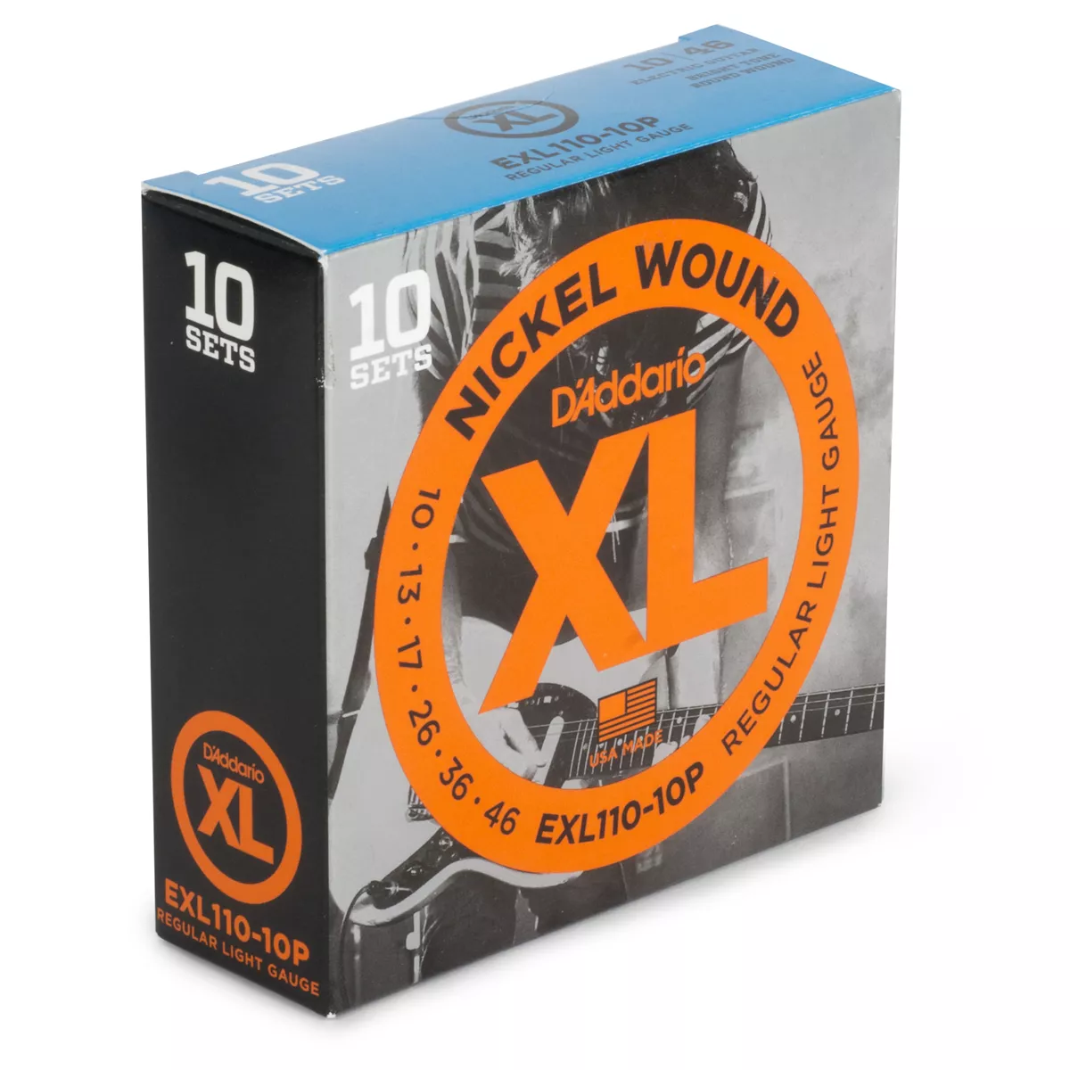 D'Addario XL elektrische Gitarrenringe mit Nickel-Wunde, 10er-Pack D'Addario XL elektrische Gitarrenringe mit Nickel-Wunde, 10er-Pack