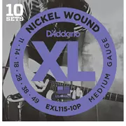 D'Addario XL E-Gitarre Saiten mit Nickel-Wunde, 10er-Pack, mittel/blau-Jazz-Fels (EXL115-10P)