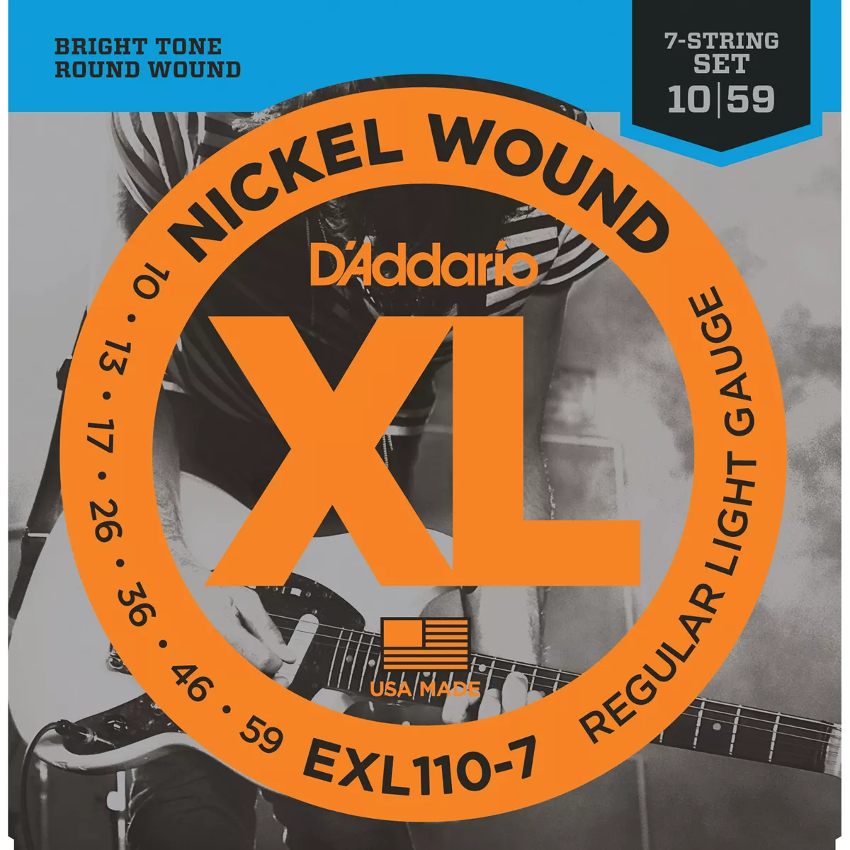 D'Addario 7-reihige elektrische Gitarrenstränge mit Nickel-Wunde D'Addario 7-reihige elektrische Gitarrenstränge mit Nickel-Wunde