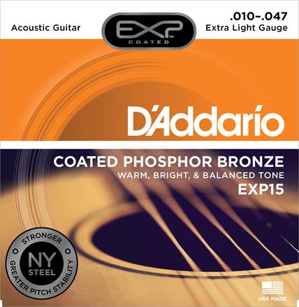 D'Addario EXP Phosphor Bronze Akustikgitarre Saiten, Extra-Light (EXP15)