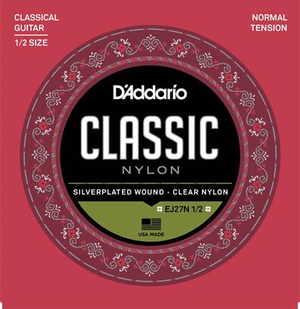 D'Addario klassische Saiten für Schüler mit Bruchmaßstab, normale Spannung, Skala 1/2 (EJ27N  1/2)