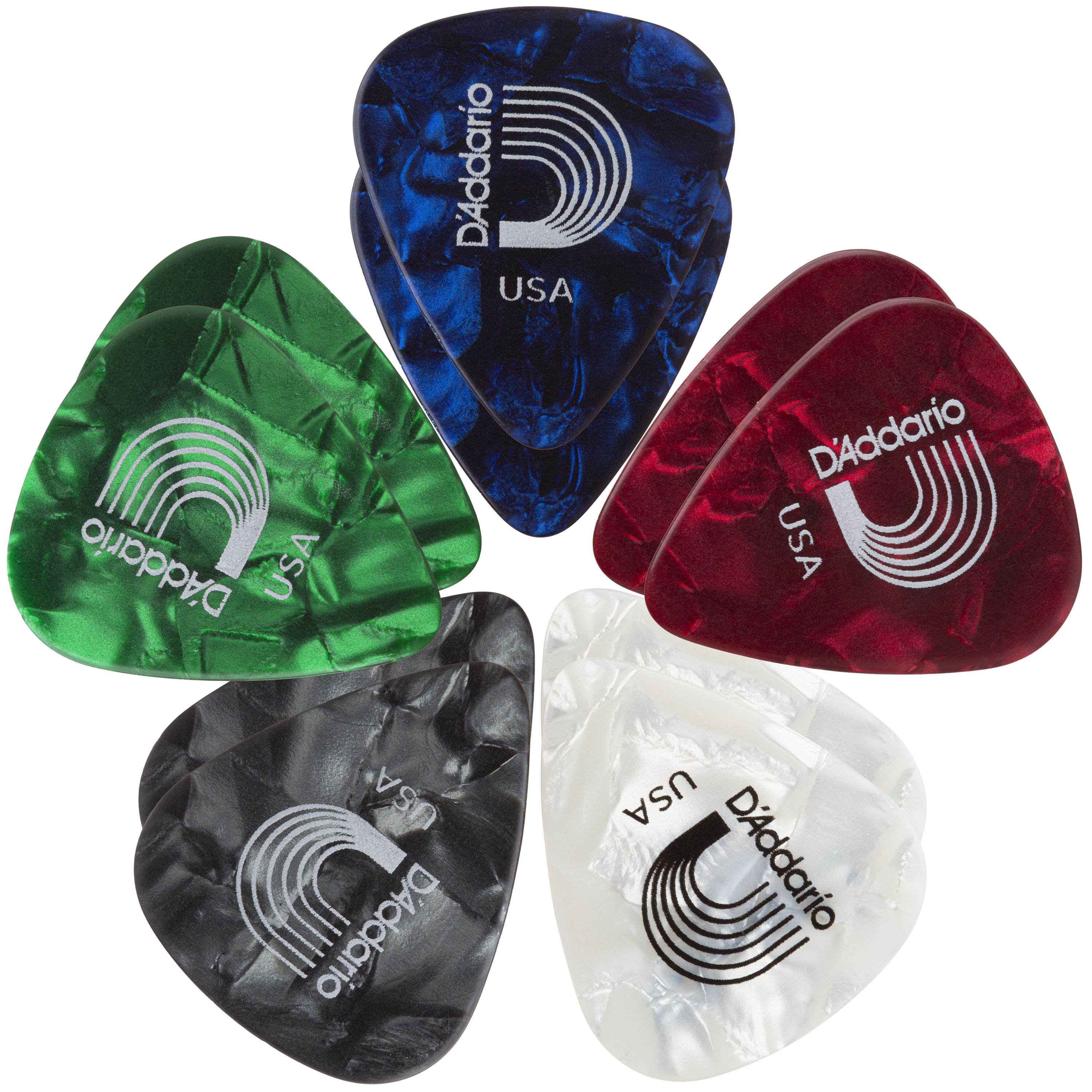 D'Addario Planet Waves Classic Pearl Celluloid Sortimentspaket, leicht – 10 er-Pack