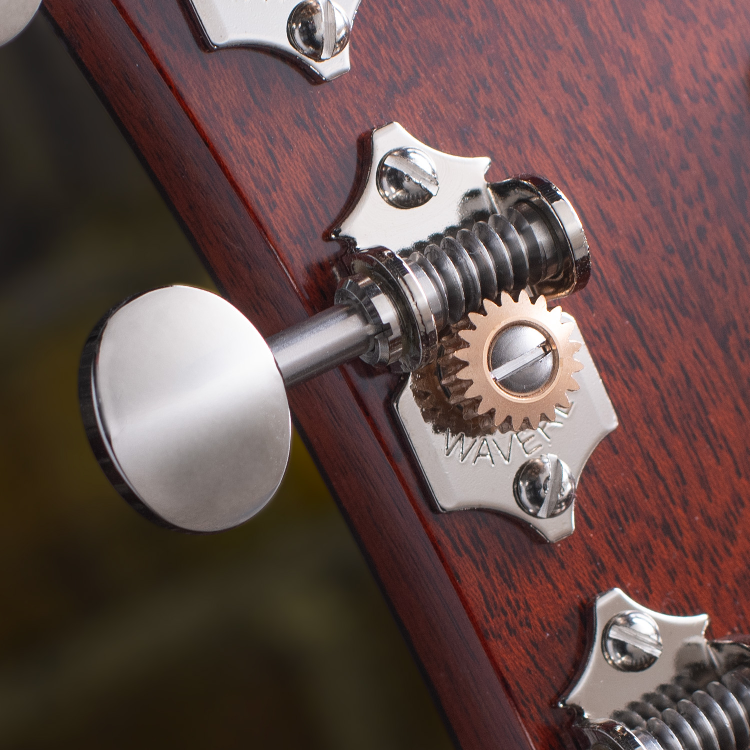 „Waverly High Ratio“-Stimmmechaniken für Gitarre mit ovalen Vintage-Flügeln für massive Kopfplatten