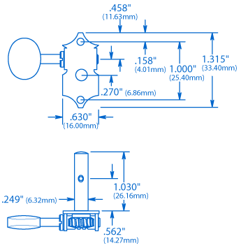 Waverly Guitar Tuner mit ovalen Vintage-Knöpfen für geschlitzte Zapfenköpfe