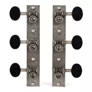 Golden Age Restauration Tuner für massive Kopfplatte Guitar mit quadratischem Ende, Standardpfosten: relic Nickel mit mattschwarzen Knöpfen