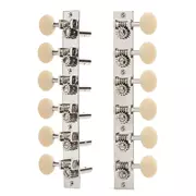 Golden Age Restaurations-Tuner für 12-saitige Gitarre mit geschlitzter Kopfplatte, helles Nickel mit cremefarbenen Knöpfen