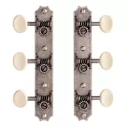 Golden Age Restauration Tuner für geschlitzte Kopfplatte Guitar – Scallop-end, relic Nickel, Cremeknöpfe