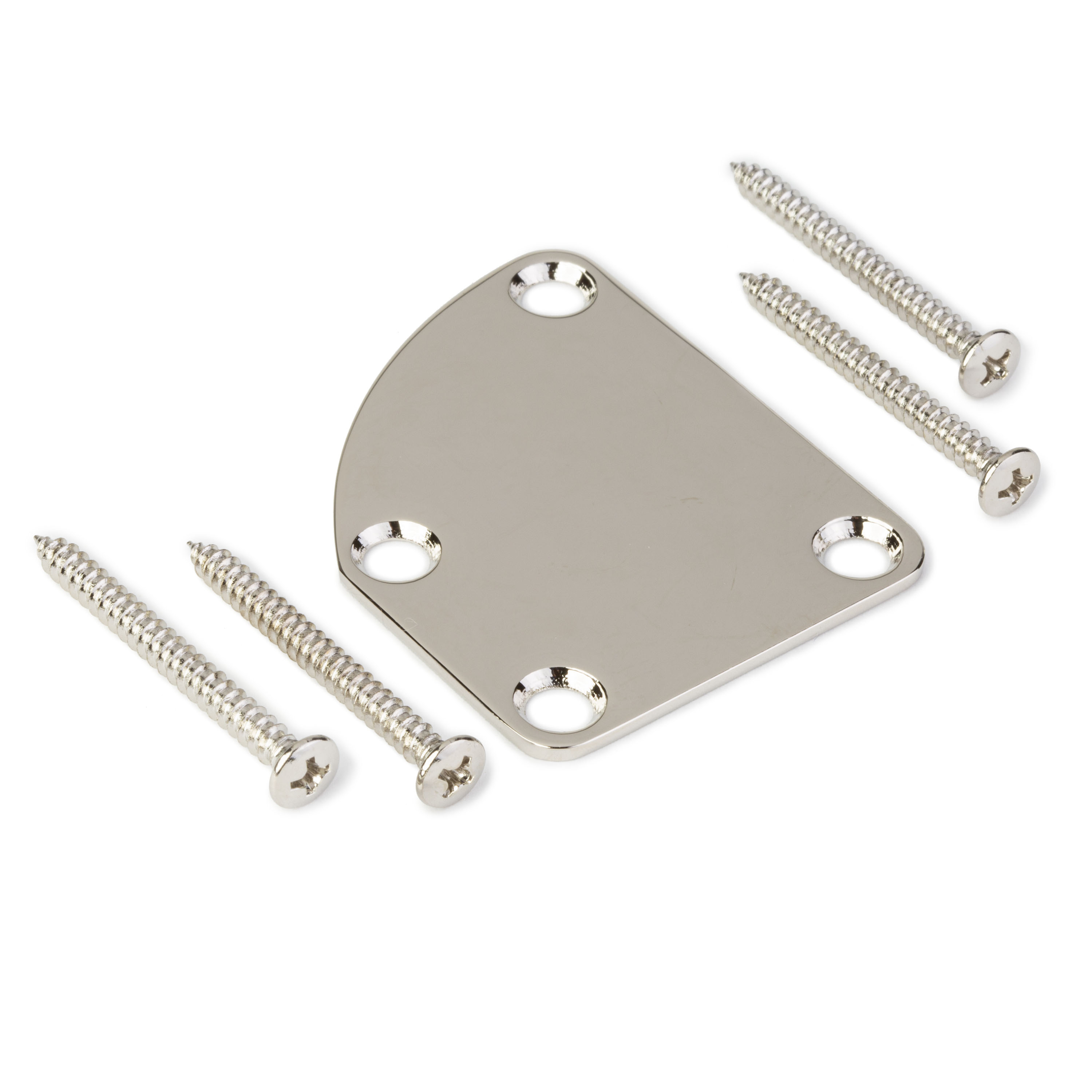 Montageplatte für konturierten Hals, Nickel, mit Schrauben