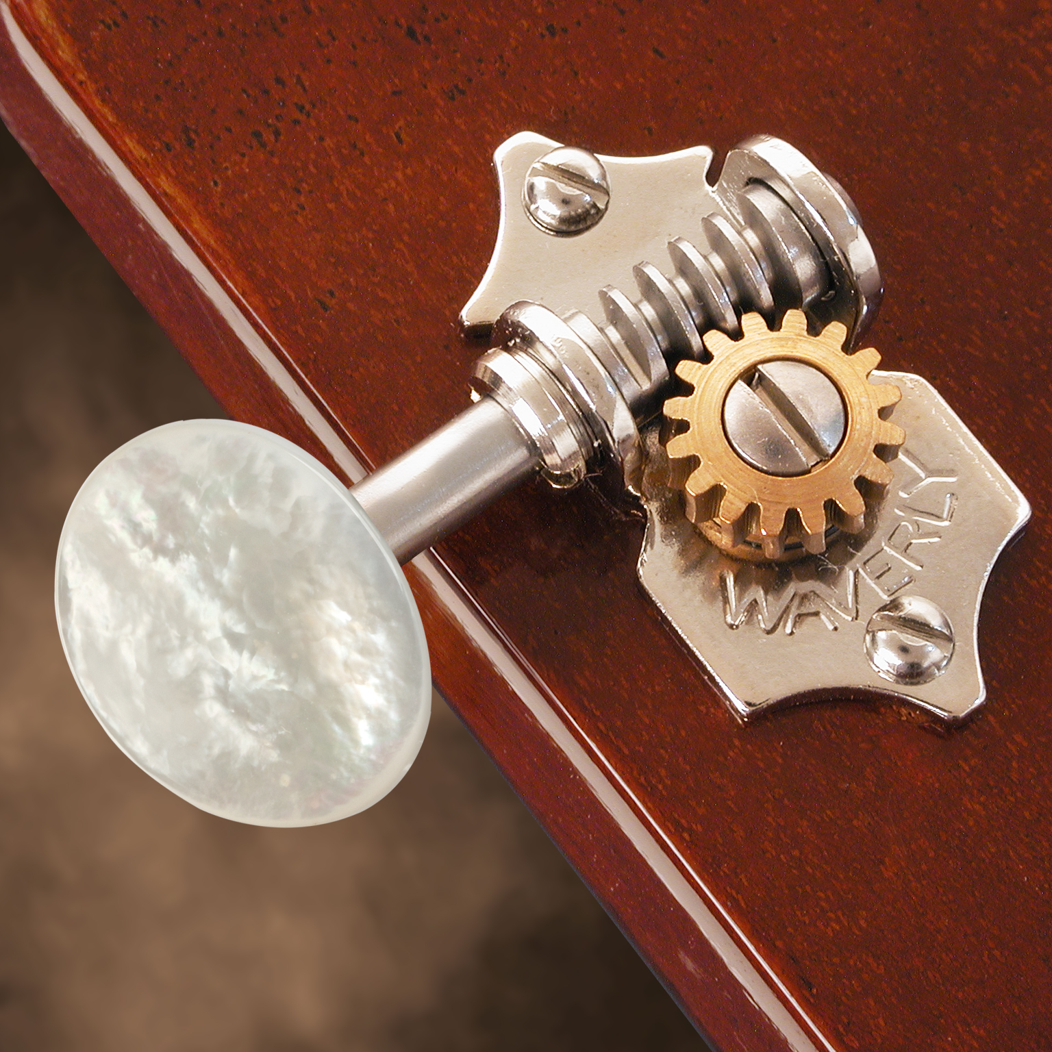 Waverly-Stimmmechaniken für Gitarre mit Perlmutt-Flügeln für massive Kopfplatten