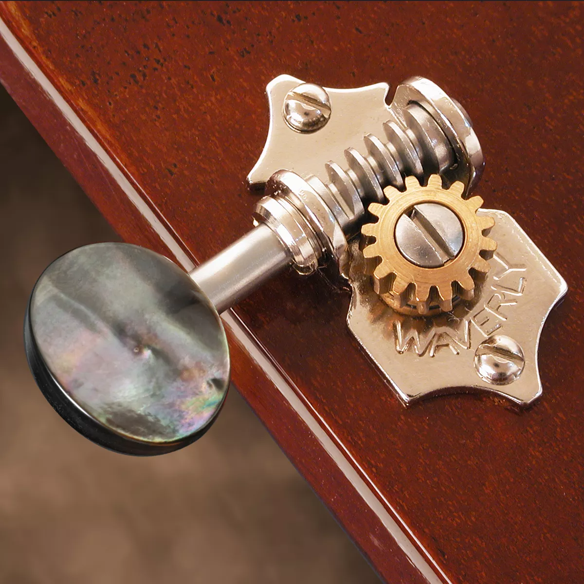 Waverly-Stimmmechaniken für Gitarre mit schwarzen Perlmutt-Flügeln für massive Kopfplatten Waverly-Stimmmechaniken für Gitarre mit schwarzen Perlmutt-Flügeln für massive Kopfplatten