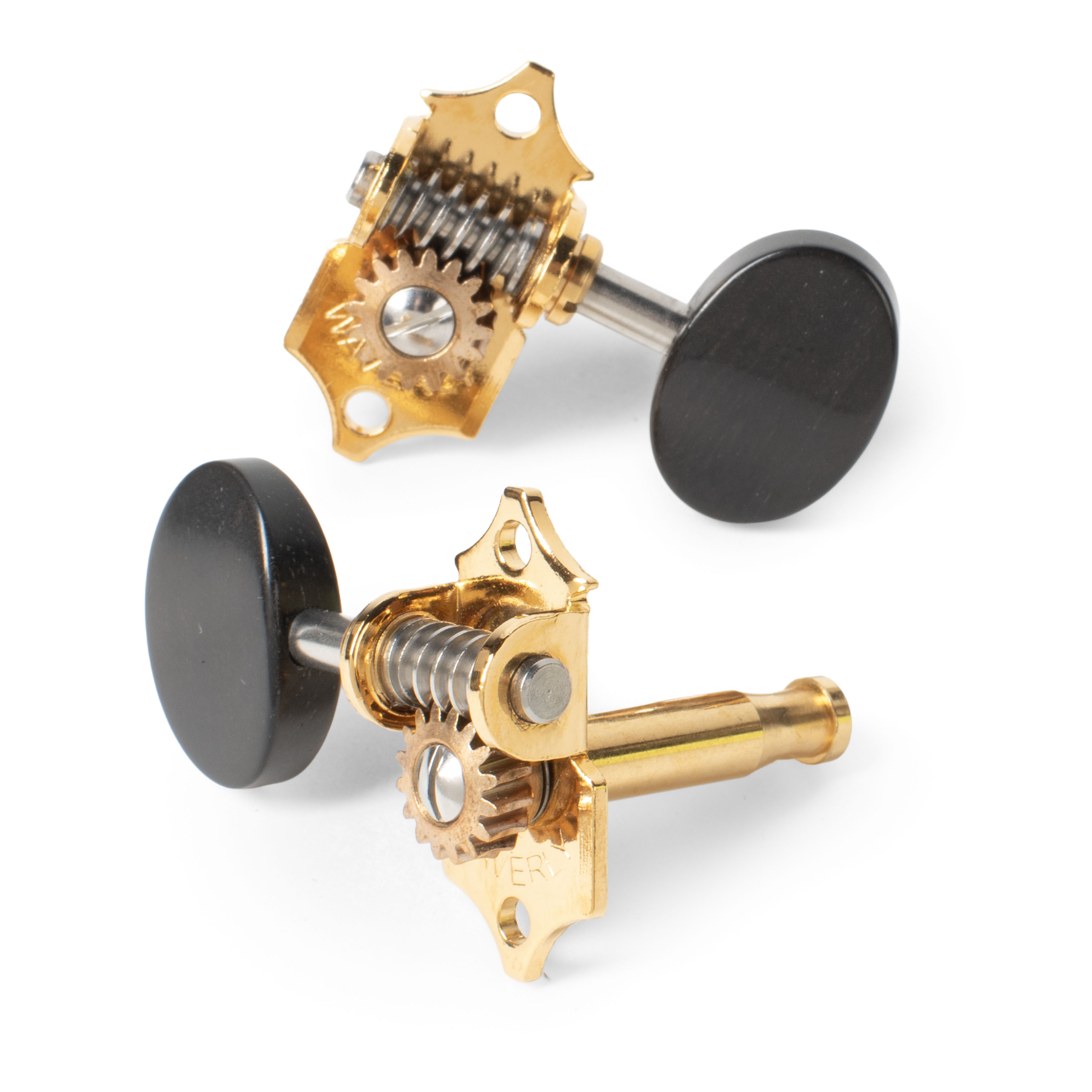 Waverly Guitar Tuners with Deluxe Ebony Knobs, for Solid Pegheads