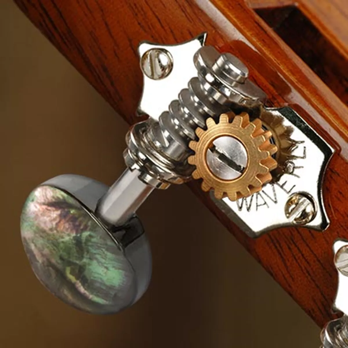 Waverly Guitar Tuner mit schwarzen Perlenknöpfen für geschlitzte Zapfenköpfe Waverly Guitar Tuner mit schwarzen Perlenknöpfen für geschlitzte Zapfenköpfe