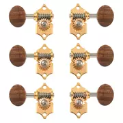 Waverly Gitarren-Tuner mit Koa-Knöpfen für massive Zapfen, Gold, 3L/3R