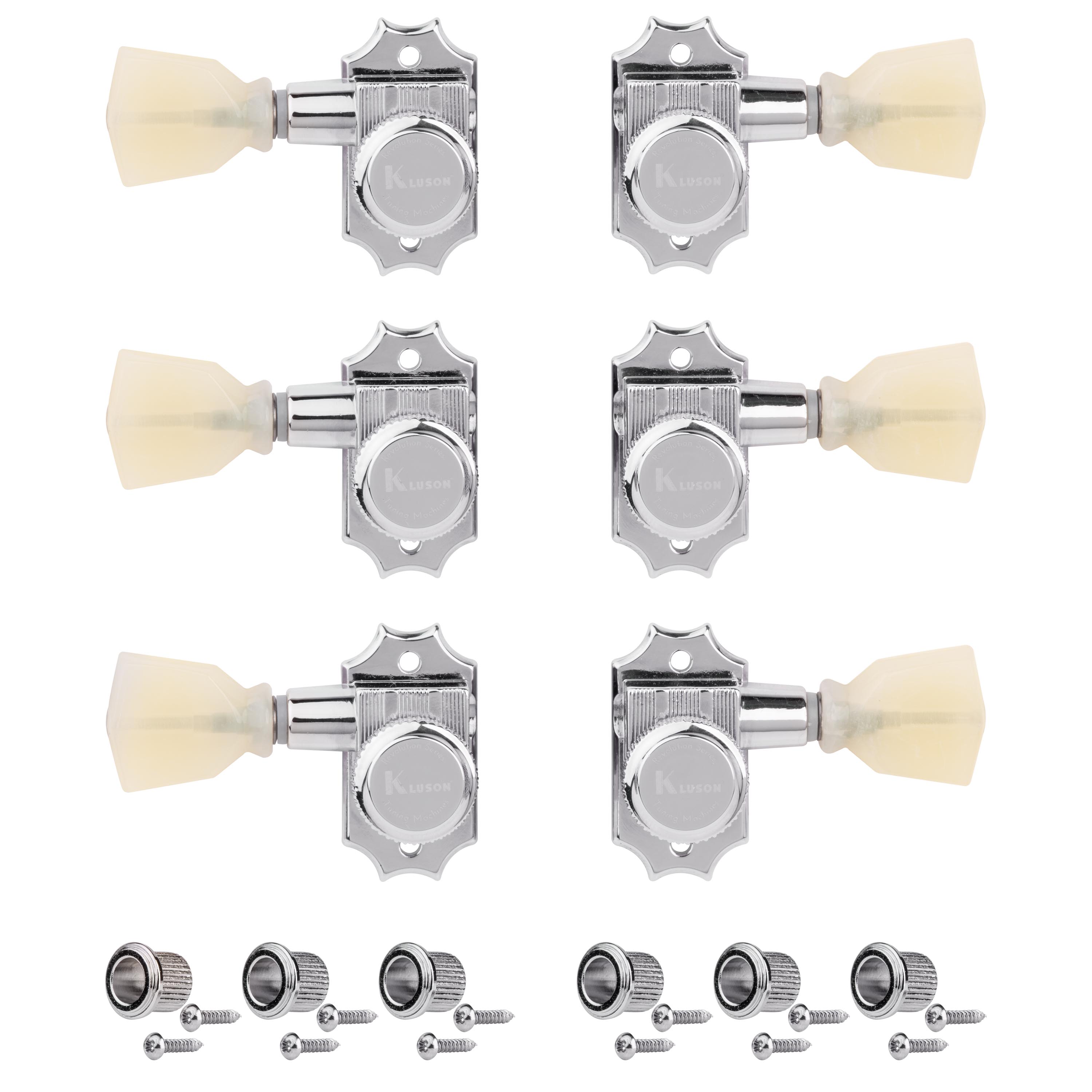 Kluson 3+3 Locking Revolution Serie G-Mount Tuner ohne Kragen, Chrom
