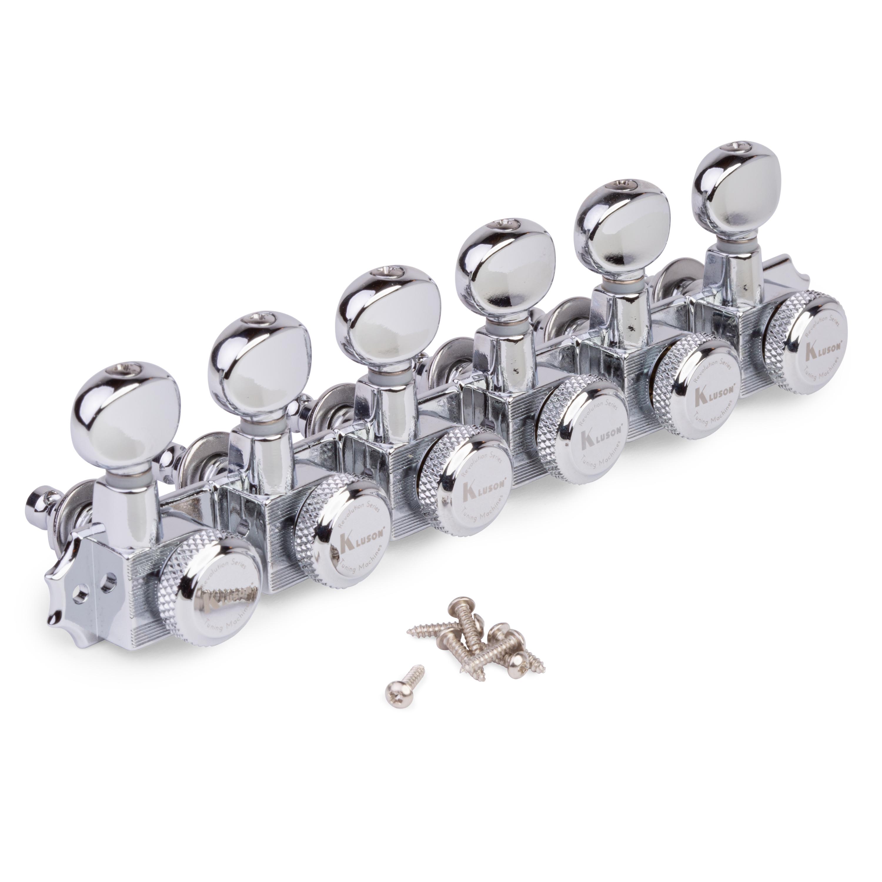 Kluson 6-In-Line Locking Revolution Series H-Mount Tuners, Chrome