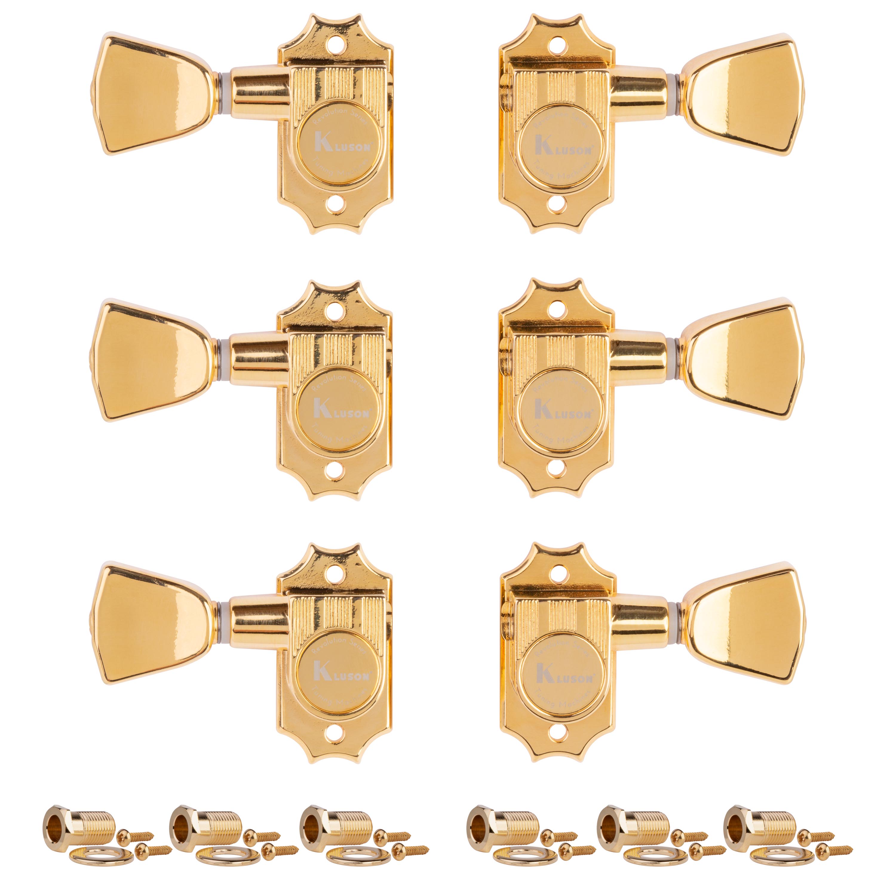 Kluson 3+3 Revolution Series G-Mount Tuner, Gold