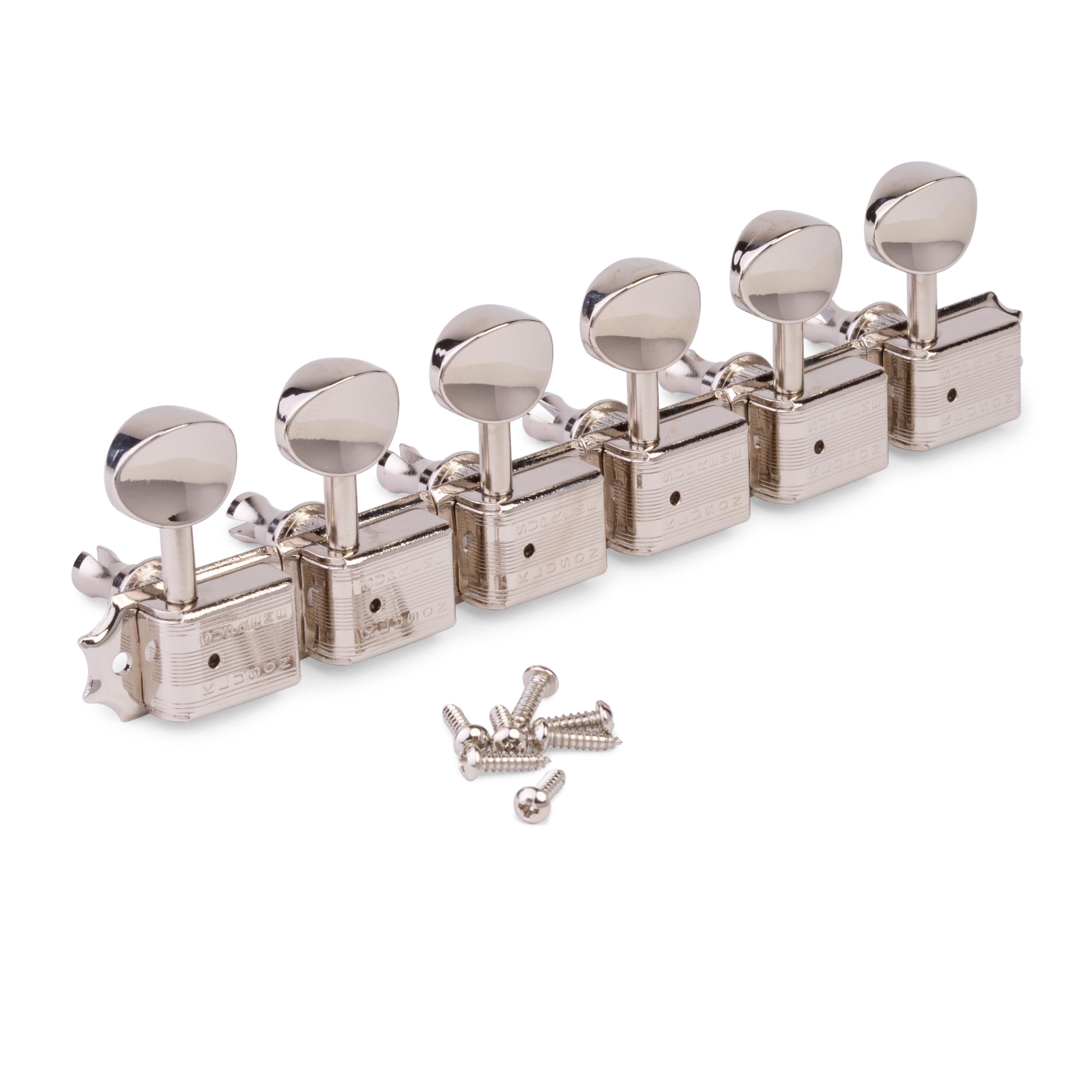 „Kluson 6-In-Line Supreme Series Tuners“-Stimmmechaniken mit gestaffelten Safeti Posts