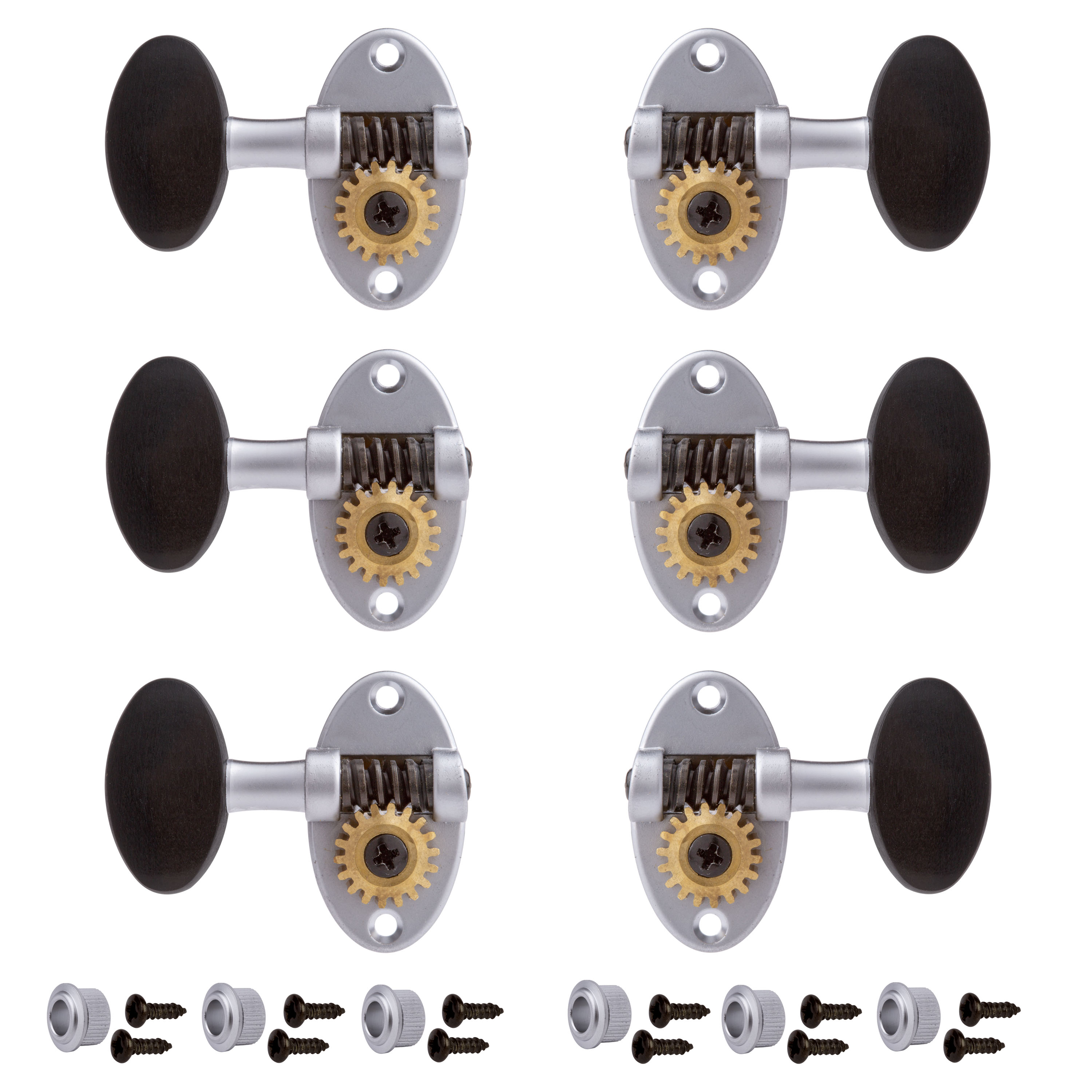 Schertler-3+3-Stimmmechaniken für massive Kopfplatten – Ebenholz-Flügel