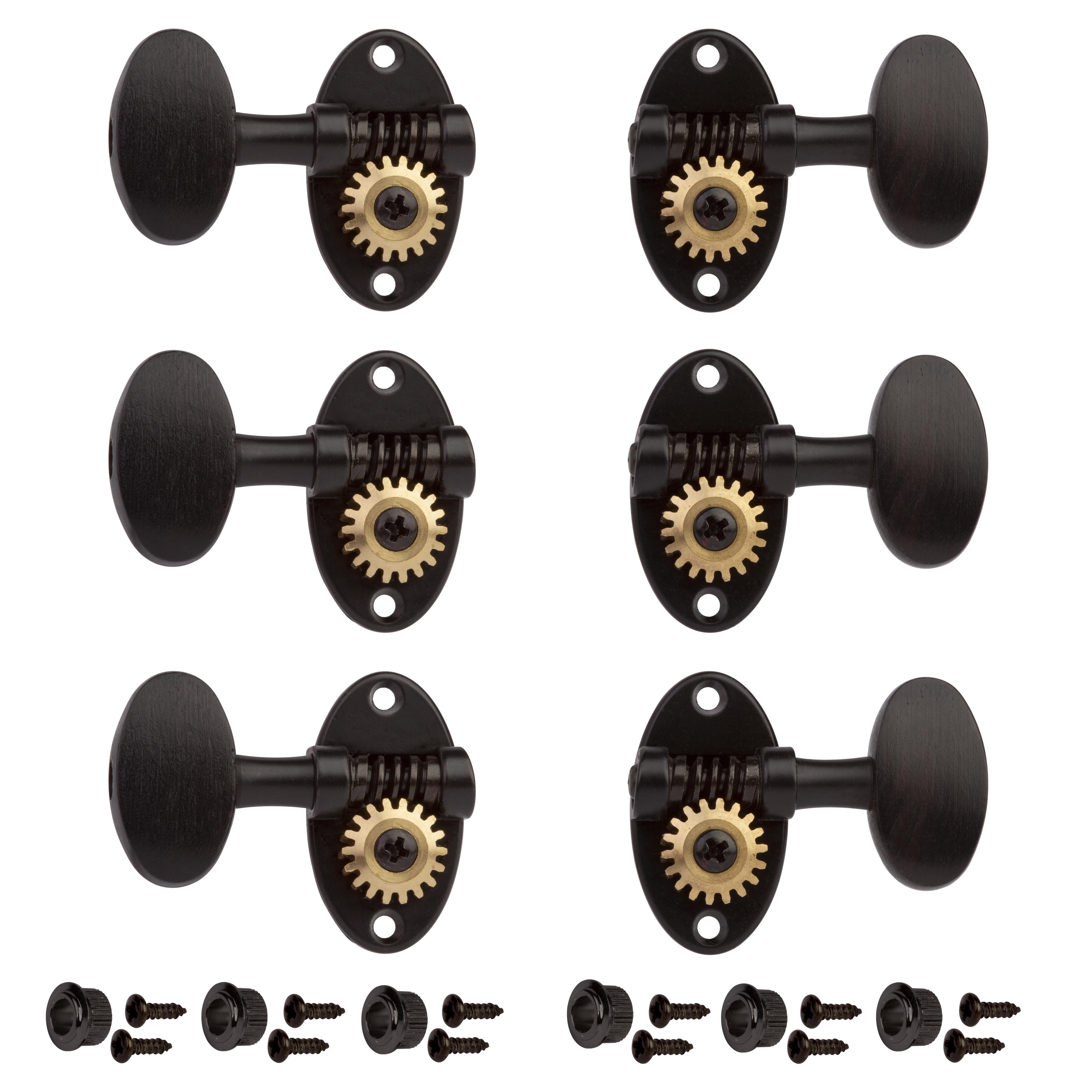 Schertler-3+3-Stimmmechaniken für massive Kopfplatten – Ebenholz-Flügel