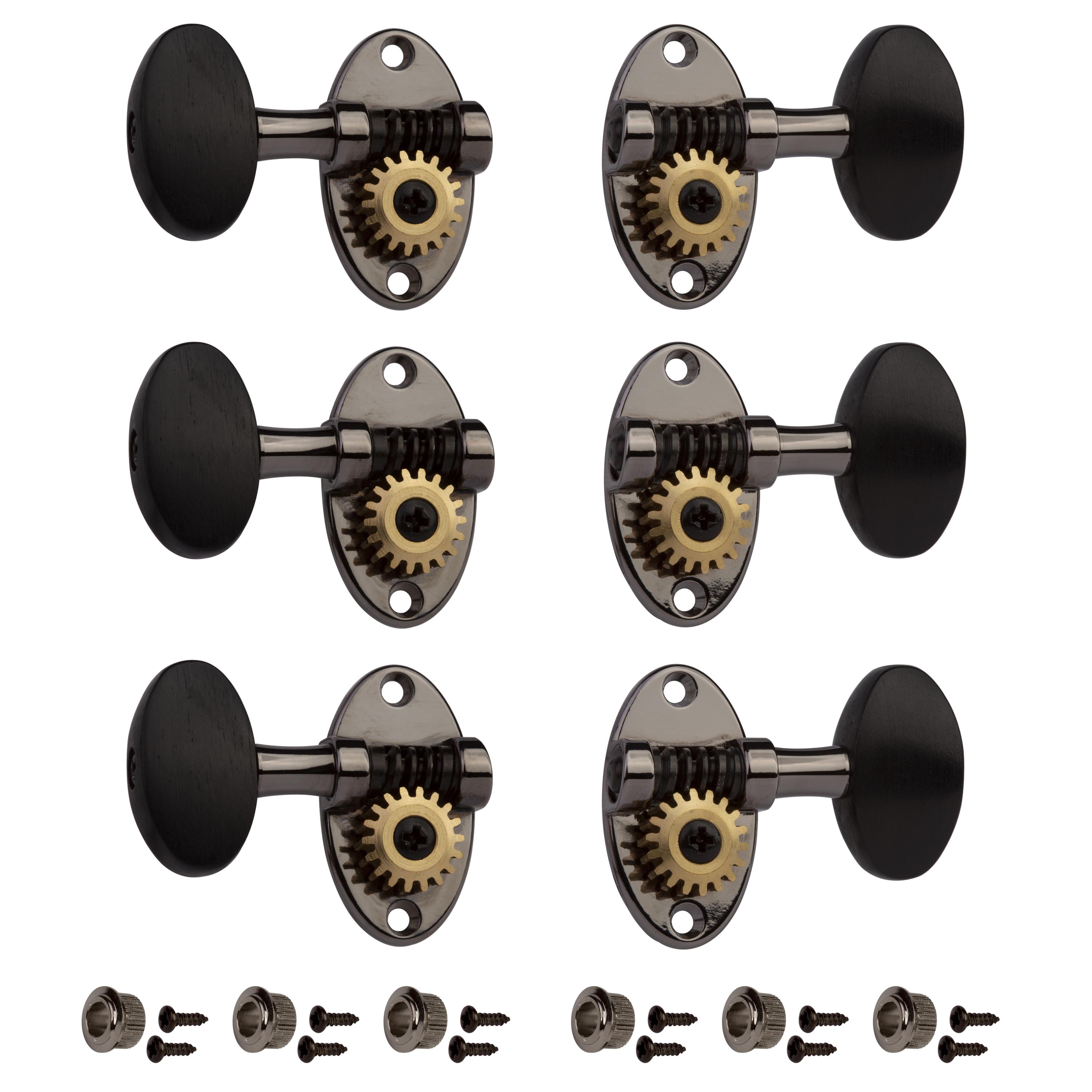Schertler-3+3-Stimmmechaniken für massive Kopfplatten – Ebenholz-Flügel