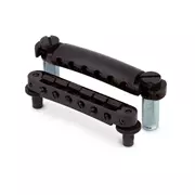 TonePros LPS02 Tune-o-matic Steg-Tailpiece-Set, schwarz, nicht eingekerbt