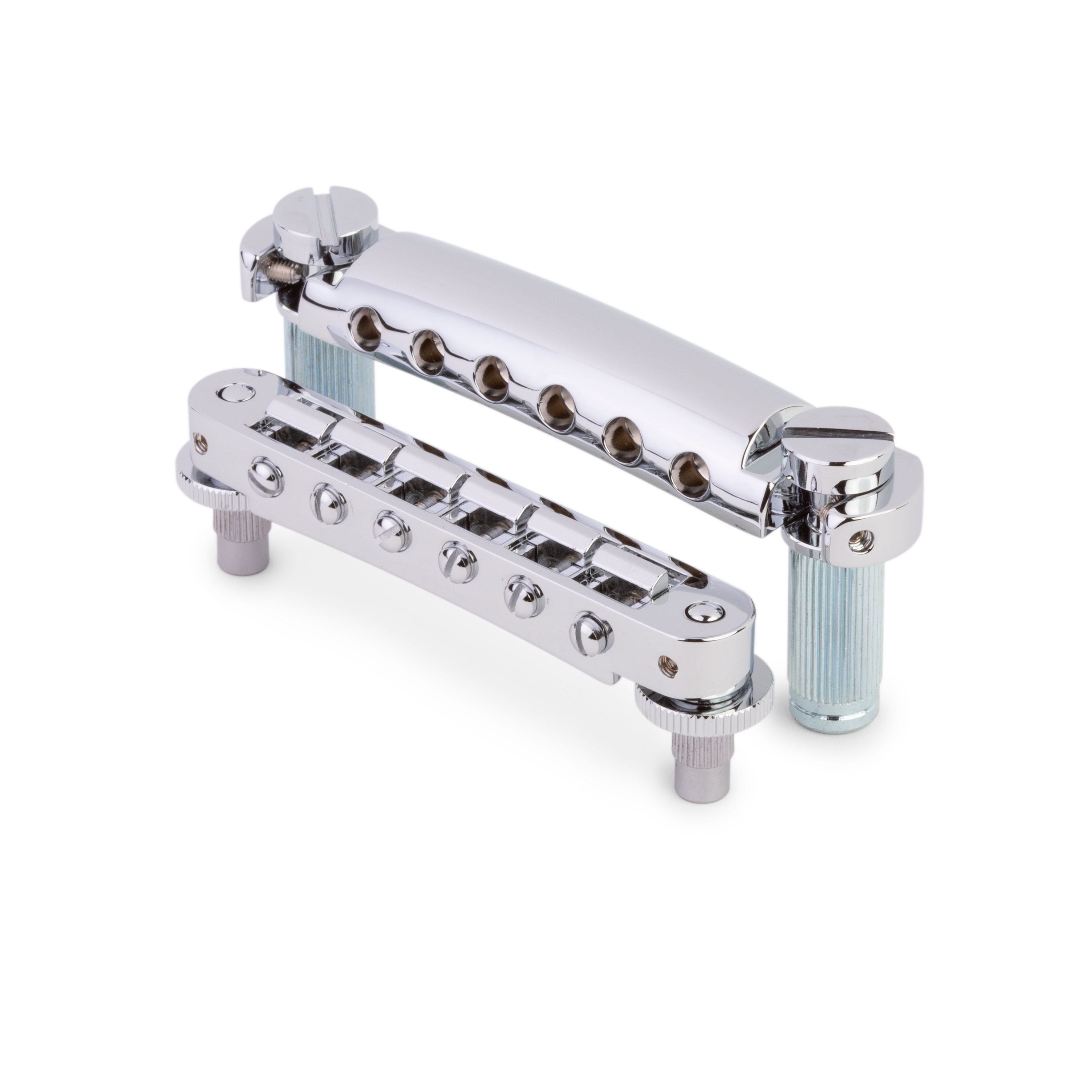TonePros LPS02 Tune-o-matic Steg- und Reitstückset, Chrom, nicht eingekerbt