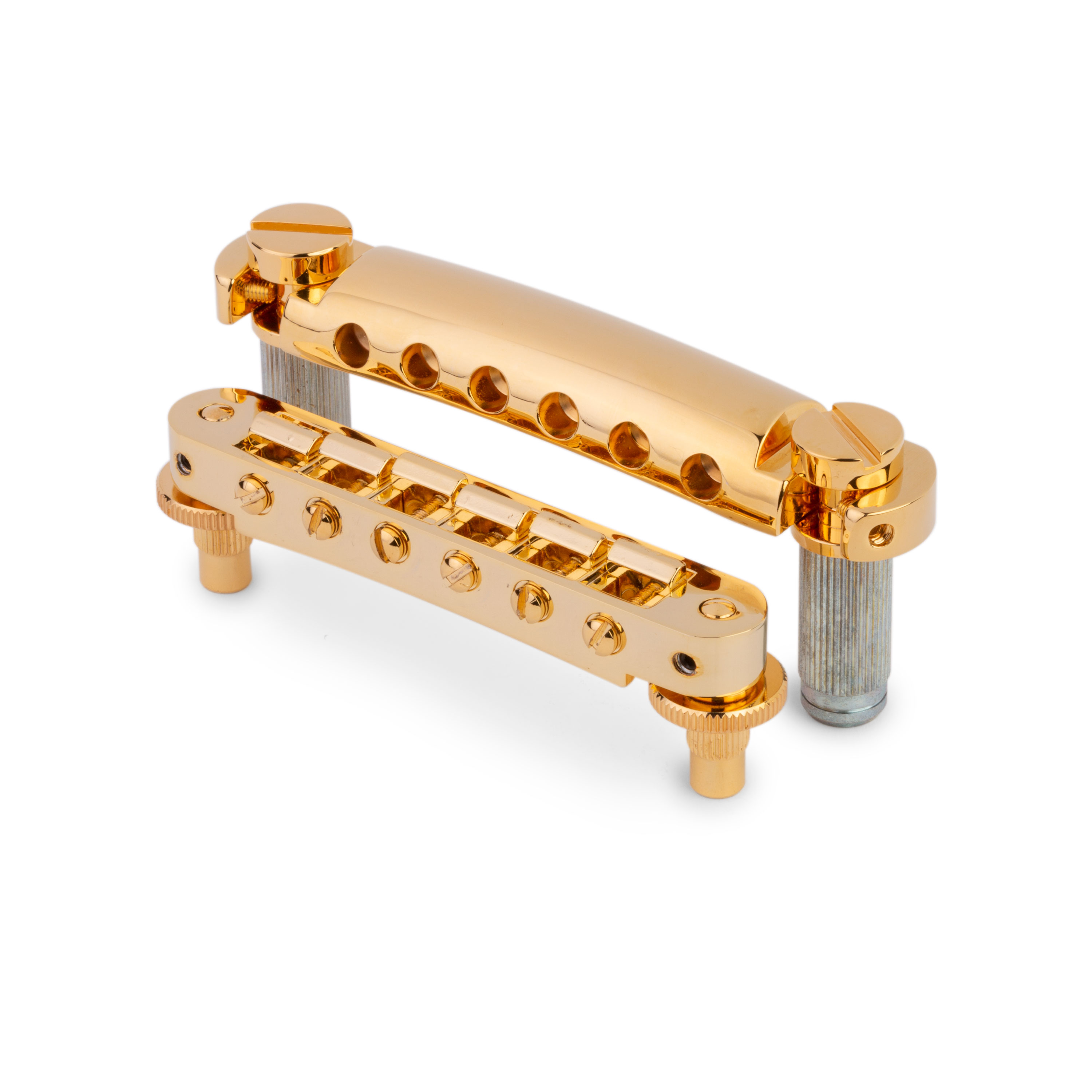 TonePros LPS02 Tune-o-matic Steg- und Tailpiece-Set, Gold, nicht eingekerbt
