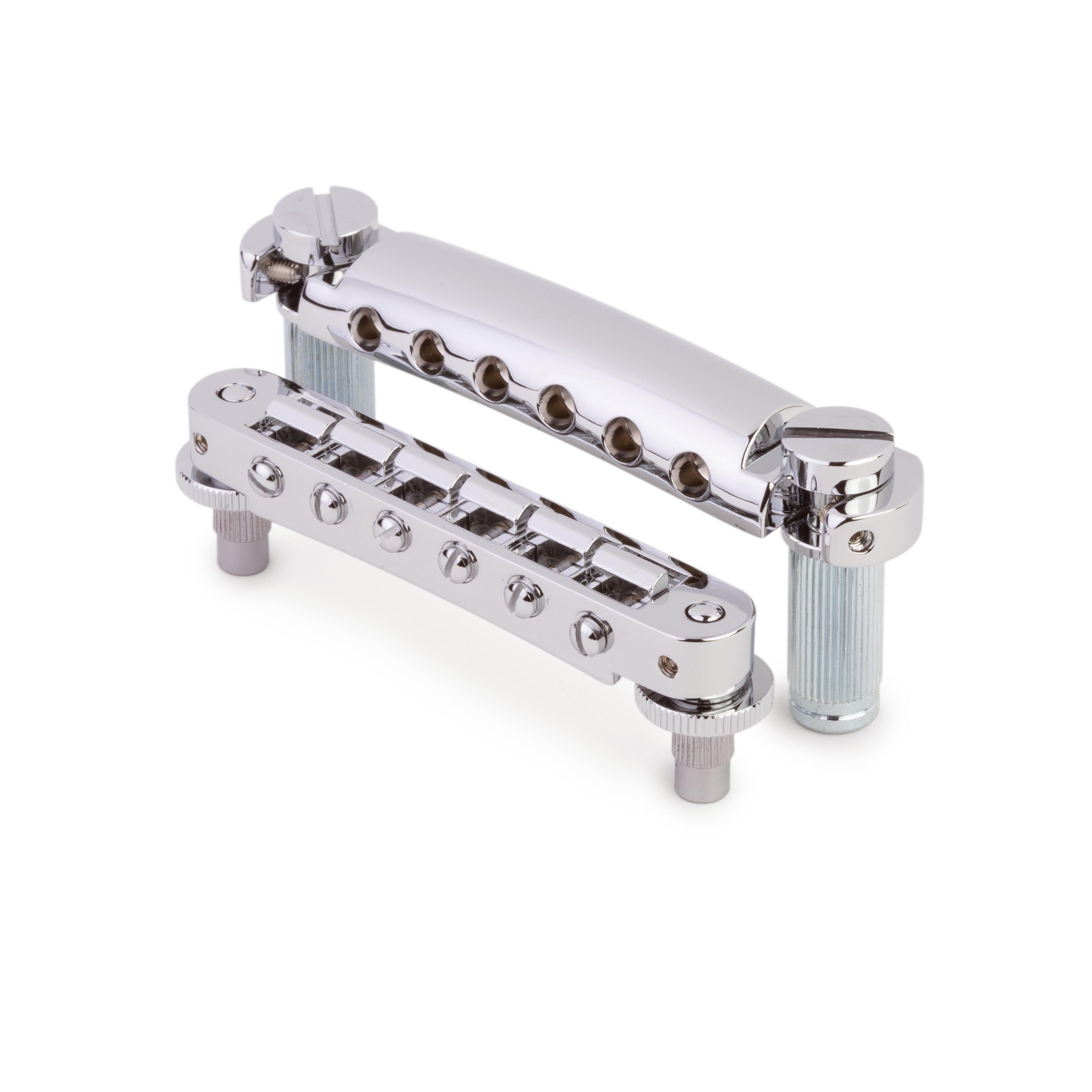 TonePros LPS02 Tune-o-matic Steg- und Reitstück-Set, Nickel, nicht eingekerbt