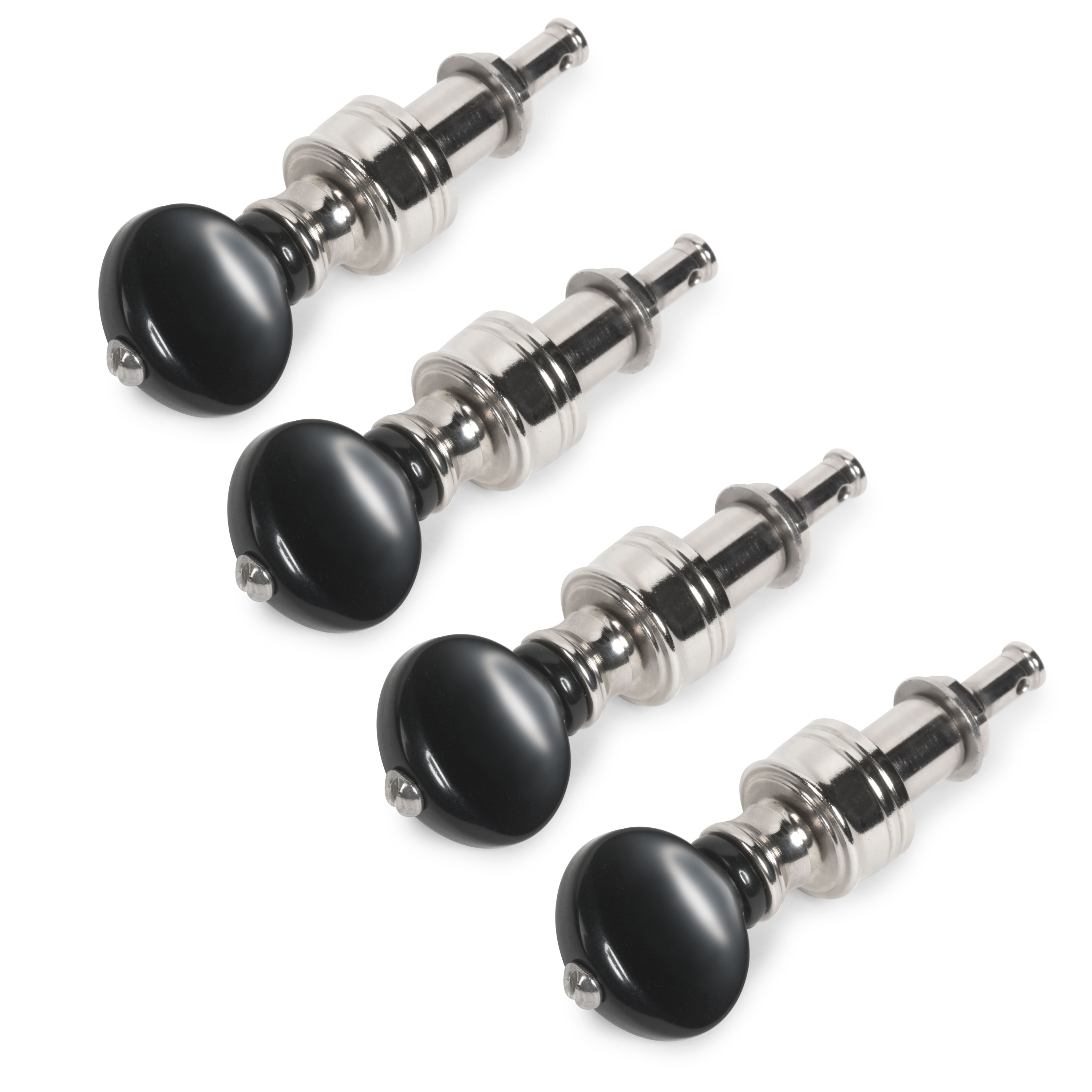 Rickard Cyclone High Ratio Tuning Pegs für Banjo mit schwarzen Knöpfen, 4er-Set, Nickel