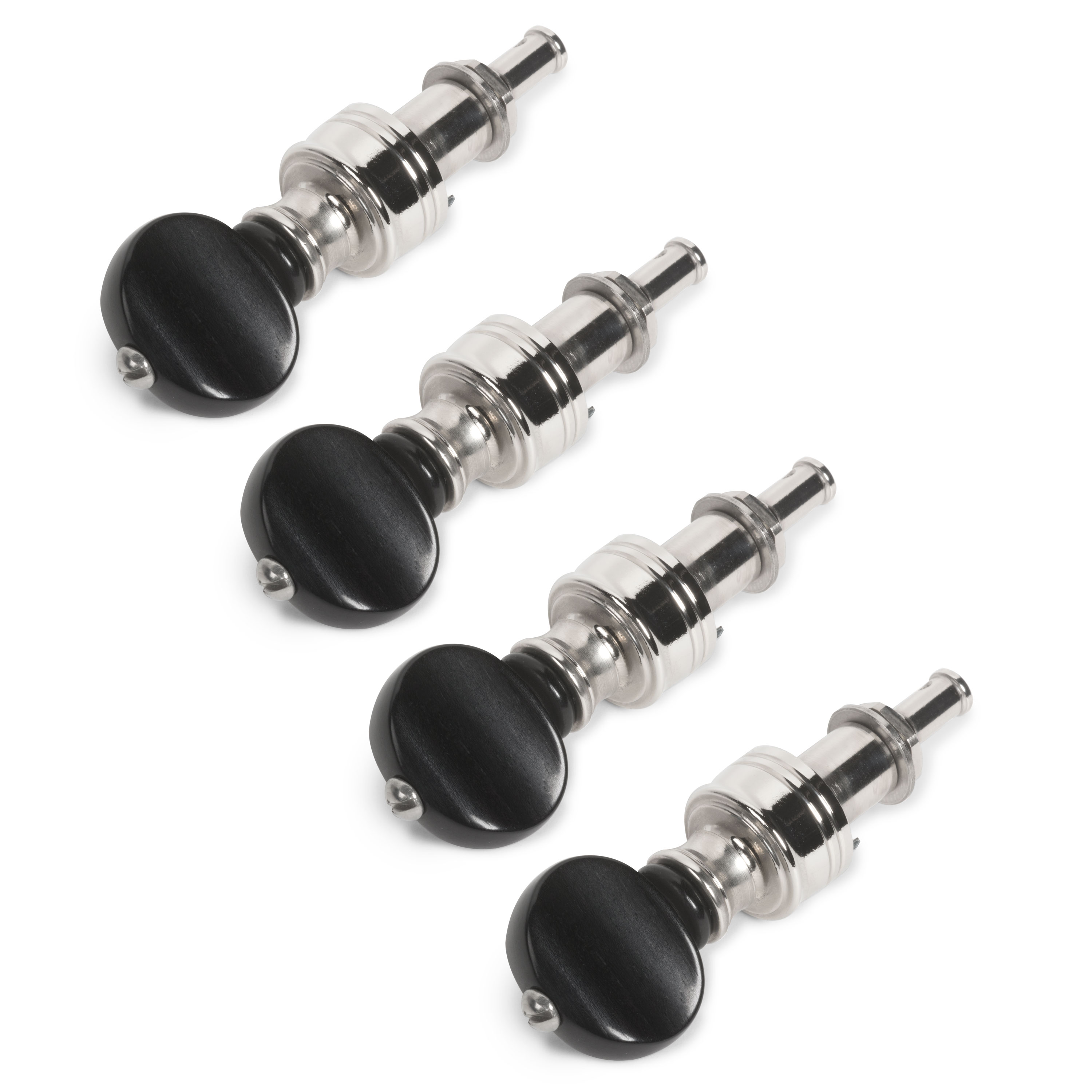 Rickard Cyclone High Ratio Tuning Pegs für Banjo mit knöchernen Knöpfen, 4er-Set, Nickel